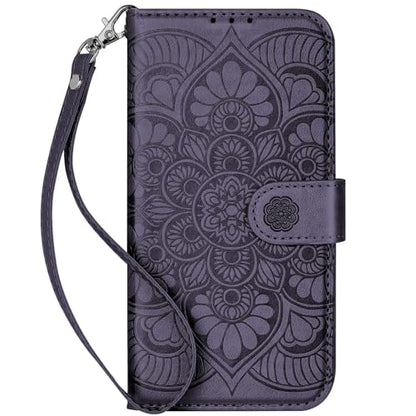 Wallet Case for iPhone 12 and iPhone 12 Pro,[RFID Blocking] 3 Card Holder Stand with Credit Card Slot PU Leather Magnetic Protective Flip Cover for iPhone 12/12 Pro (Dark Purple) - color: Dark Purple