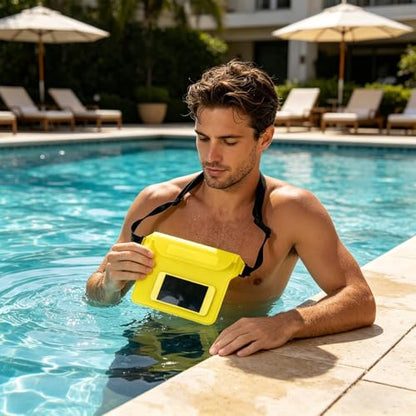 Waterproof Phone Bag, 3 Layer Sealed Submersible Pouch Touchscreen Swimming Case Adjustable Crossbody Waist Pack - color: Yellow