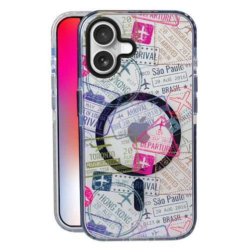 Air Travel for iPhone 16 Case,MagSafe Compatible,Matte Soft Slim Shockproof Cover,Anti-Fingerprint,Anti-Yellowing,Anti-Scratch Back,Magnetic Phone Case for Women,Girl,Cute,Girly,Clear - color: Air Travel, size: iphone 16