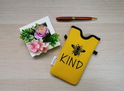 Tainada Neoprene Phone Pouch w/Crossbody, Neck Lanyard (Be Kind Bee) | Lightweight small cellphone pocket holder case carrier; Original design, made in Taiwan; Fits most smartphones in the market - color: Be Kind Bee