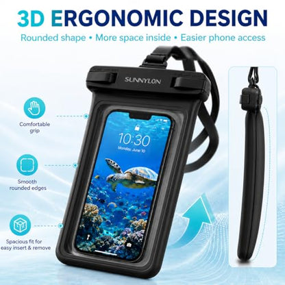 Waterproof Phone Pouch IPX8,Soft TPU Underwater Phone Case with Neck Strap & Sensitive Touch Screen, Waterproof Cell Phone Pouch for Beach,Cruise,Fits Samsung iPhone 17/16/15/14 Pro Max (1-pack Black) - color: 1-pack Black