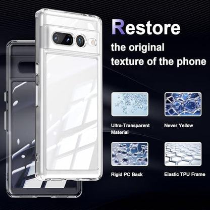 Case for Google Pixel 7 Pro, Military Grade Drop Protection Phone Case, Yellowing Resistant, Anti-Scratch Hard PC Back, Shockproof Hard Ultra-Thin Protective Cover, Clear - size: Google Pixel 7 Pro
