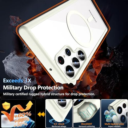 Hensinple for Samsung Galaxy S22 Ultra Case Magnetic, Galaxy S22 Ultra Phone Case [Compatible with Magsafe] Wireless Charging Translucent Back Shockproof Cover Case 6.8 Inch, White - color: White-S22 Ultra, size: Galaxy S22 Ultra 6.8 inch
