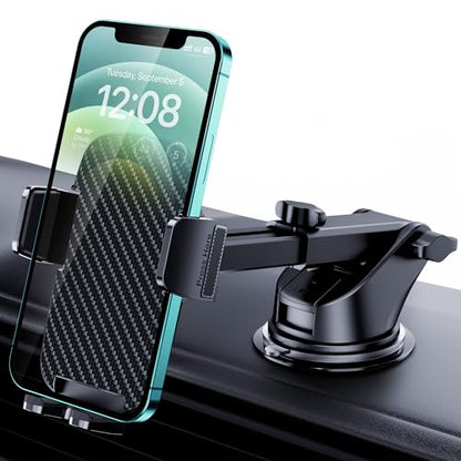 Qifutan Phone Holders for Your Car with Military-Grade Suction Phone Stand for Car [Super Stable] Automobile Car Mount for iPhone Universal Car Dashboard Windshield Mount Fit iPhone Smartphones - color: Dark black
