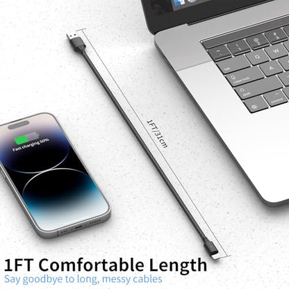 1FT USB A to Lightning Cable, 3Pack iPhone Charger Cord for iPhone 14/13/12 - size: 1FT