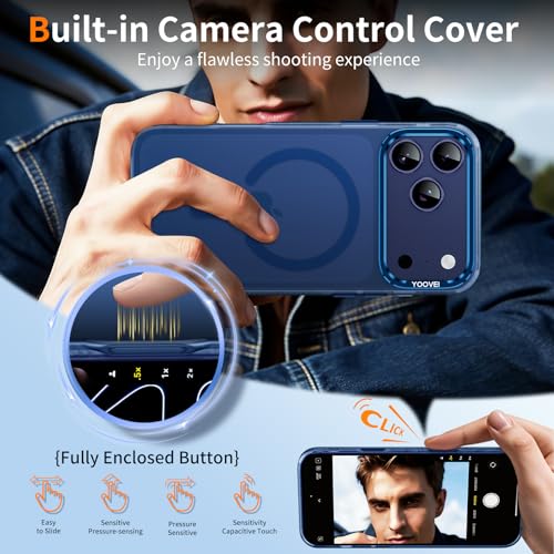 Slim Fit for iPhone 17 Pro Max Case [Compatible with Magsafe] Camera Control [Military Grade Protection], Translucent Matte Soft Touch Shockproof Protective Magnetic Phone Cover,Frosted Blue - color: Blue