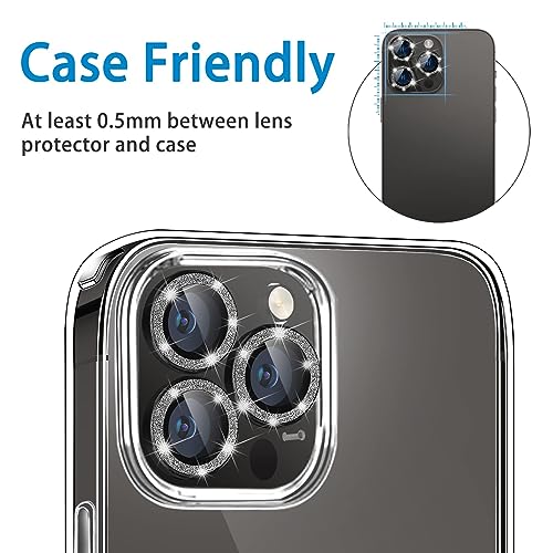 Compatible with iPhone 12 Pro Max Camera Lens Protector, Bling Glitter 9H Tempered Glass Camera Cover Anti Scratch Shockproof Screen Protector Individual Ring - 3Pcs Glitter Graphite - color: Graphite Glitter