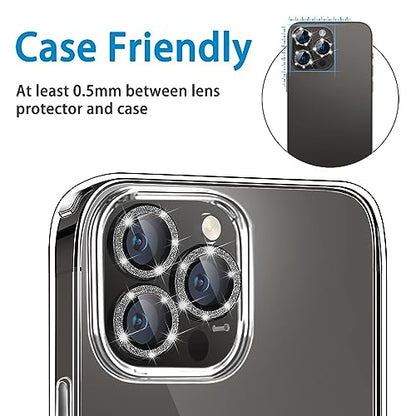 Compatible with iPhone 12 Pro Max Camera Lens Protector, Bling Glitter 9H Tempered Glass Camera Cover Anti Scratch Shockproof Screen Protector Individual Ring - 3Pcs Glitter Graphite - color: Graphite Glitter