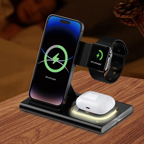 Charging Stand for Phone 16 15 14 13 12 11 Watch 10 9 8 7 6 5 4 3 2 and Earphone 4 3 2 Multiple Device Charging - color: black