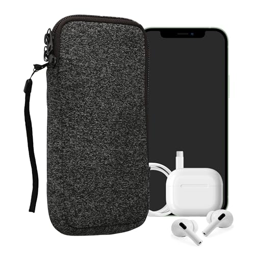 kwmobile Universal Phone Pouch Size XXL - 7" - Neoprene Smartphone Pouch with Zip - Water-Repellent Mobile Phone Case - Sleeve in Anthracite/White - color: anthracite / white, size: XXL - 7"