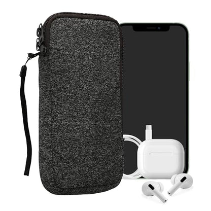 kwmobile Universal Phone Pouch Size XXL - 7" - Neoprene Smartphone Pouch with Zip - Water-Repellent Mobile Phone Case - Sleeve in Anthracite/White - color: anthracite / white, size: XXL - 7"