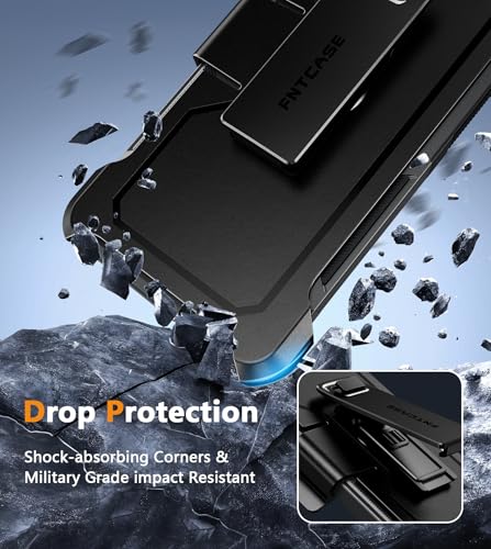 FNTCASE for Moto G 2026/2025 Case, Moto G Play 2026 Case with Belt-Clip | Heavy Duty Drop Protection, Rugged Holster, Military Grade Shockproof Protective Cell Phone Cover - color: Black