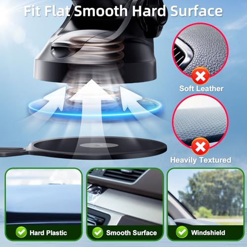 pop-tech Car Phone Mount for Pop Socket: Suction Cup Cell Phone Holders for Automobile Dashboard Windshield Window - Dash Mounted Cellphone Stand Black Fits Thick Socket Wallet Grip for iPhone Samsung