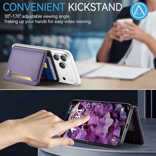 Vinich for MagSafe Wallet Magnetic RFID Blocking Card Holder, Purple - color: Purple