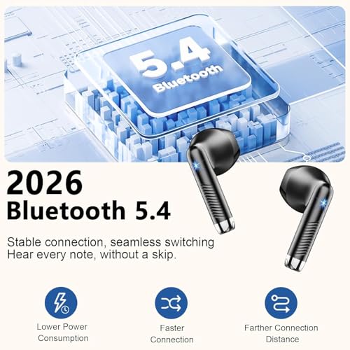 Wireless Earbuds, Bluetooth Headphones V5.4 Stereo Bass Ear Buds with ENC Noise Cancelling Mics,56H Bluetooth Earbuds with LED Display Charging Case, IP7 Waterproof Earphones for Android iOS【Mini】 - color: A-Black
