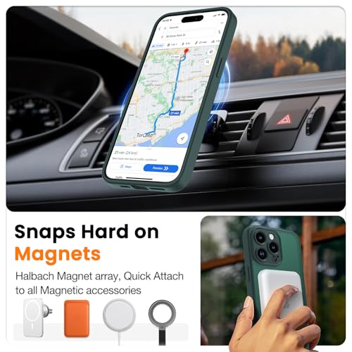 Magnetic Case for iPhone 13 Pro 6.1-Inch, [Compatible with Magsafe][Full Camera Protection] Ultra Slim Translucent Matte Shockproof Protection Phone Cover-Dark Green - color: Dark Green, size: iPhone 13 Pro