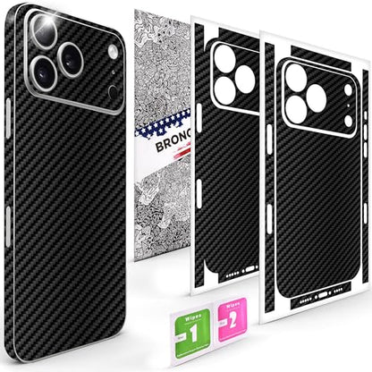 2Pcs Skin Wrap Compatible for iPhone 17 Pro – Slim Decal Vinyl Protective Film for Sides & Back – Sleek Fit, Premium Look – Compatible with All iPhone 17 Pro Cases - Carbon - color: Carbon