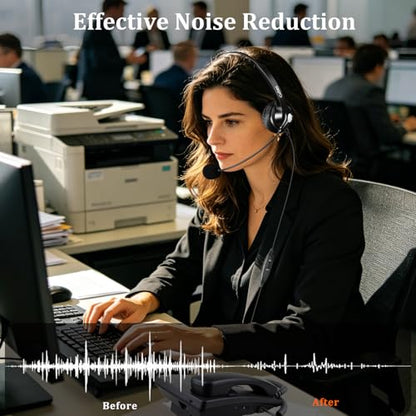 Callez Telephone Headset for Grandstream Avaya Panasonic Snom Ooma Phones - color: Silver