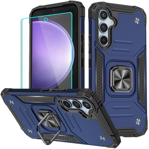 for Samsung S23 FE Case: S23 FE Case with Screen Protector: (Heavy Duty) Military Grade 360° Rotatable Kickstand Shockproof Protective Cases for Samsung Galaxy S23 FE (Blue) - color: Samsung S23 FE Case Blue