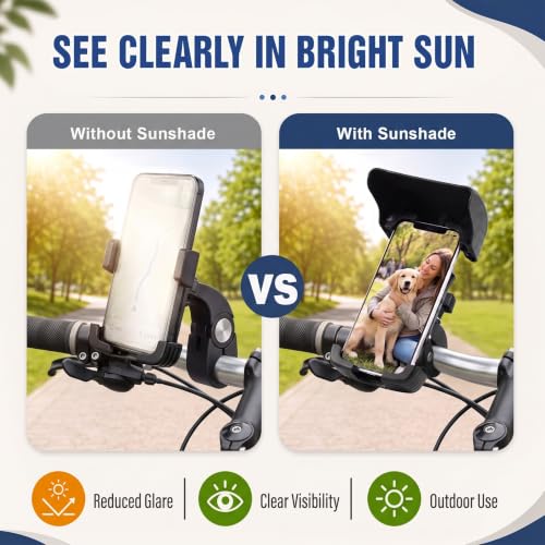 Knee Scooter Phone Holder with Sunshade, 360° Mount for Wheelchair & Walker