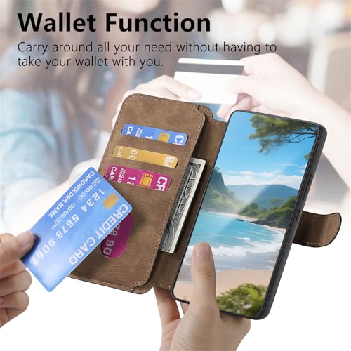 2 in 1 Detachable Wallet Case for Google Pixel 10a CMG Brown | PU Leather Magnetic Flip Folio Case with RFID Blocking Card Holder, Credit Card Slots Kickstand, Shockproof Protective Cover - color: Brown, size: Google Pixel 10a