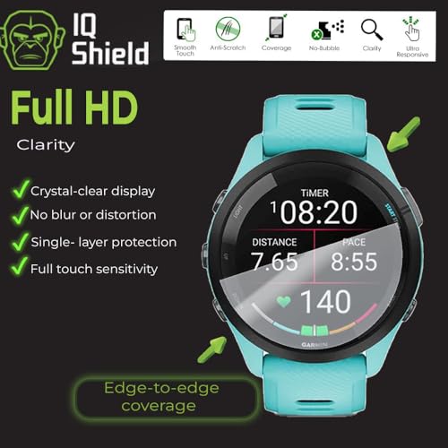 IQShield 6 Pack Screen Protector for Garmin Forerunner 265 (46mm), Easy Install, Ultra Thin, Anti-Scratch, Anti-Bubble, Clear TPU Film