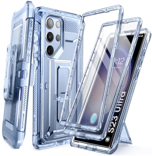 SUPCASE for Samsung Galaxy S23 Ultra Case with Stand, [Unicorn Beetle Pro] [2 Front Frames] [Built-in Screen Protector & Belt-Clip] Military-Grade Protection Phone Case for Galaxy S23 Ultra, FrostBlue - color: FrostBlue