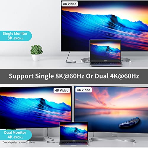 Cable Compatible with Thunderbolt 4 Cable 1ft, Right Angle USB4 Cable, with 40Gbps Data Transfer, PD100W Charging, Nylon Braided USB C Cable, Single 8K or Dual 4K Display, for MacBook Pro/Air