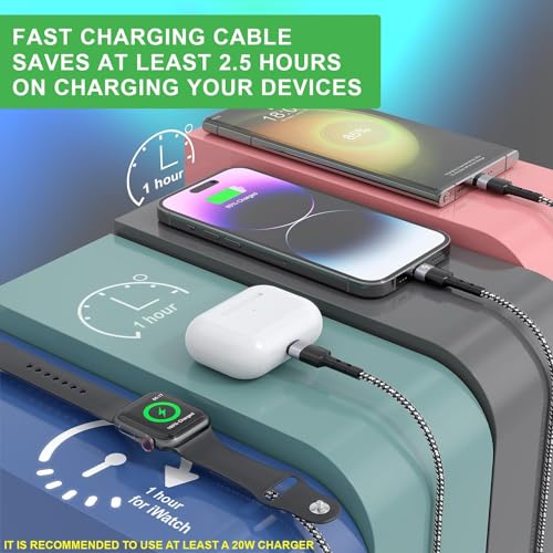 4 in 2 Multi Charging Cable for Apple Watch Charger, Upgraded Wireless USB C iWatch Charger Fast Charging with Type C/Light-ning Compatible with iWatch Ultra SE 10-1, i-Phone 16-11, Android (4FT)