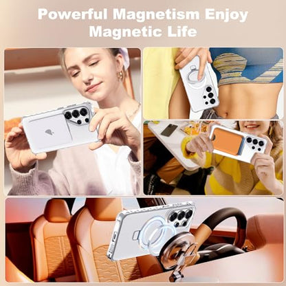 Compatible with Samsung Galaxy S26 Ultra Case 6.9'' Cute Wavy Frame with Magnetic Stand [Compatible with Mag-Safe] Military-Grade Translucent Phone Case for S26 Ultra, Translucent - color: Translucent, size: Samsung Galaxy S26 Ultra
