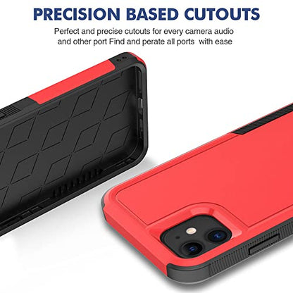 Jeylly for iPhone 11 Case 6.1 inch, Heavy Duty Dual Layer Full Body Rugged Shockproof Hybrid Hard PC Soft TPU Bumper Anti Scratch Protective Case Women Girls Boys iPhone 11 Cover, Red - color: Red, size: iPhone 11