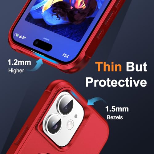 SKYLMW Compatible with iPhone 11 Case with Stand,Red | iPhone 11 Phone Case 6.1",Magnetic Ring Stand,Compatible with MagSafe,Military-Grade Protection,Great Grip Feeling - color: Red, size: Iphone 11