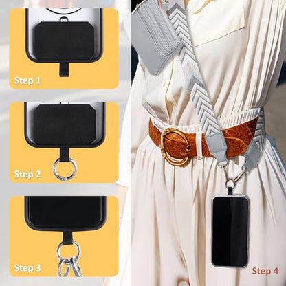 BARGIFTS Clip and Go Strap for Phone with Wallet Crossbody, Cell Phone Lanyard with Zippered Pouch, Adjustable Phone Strap Crossbody with Wallet - color: A-Grey