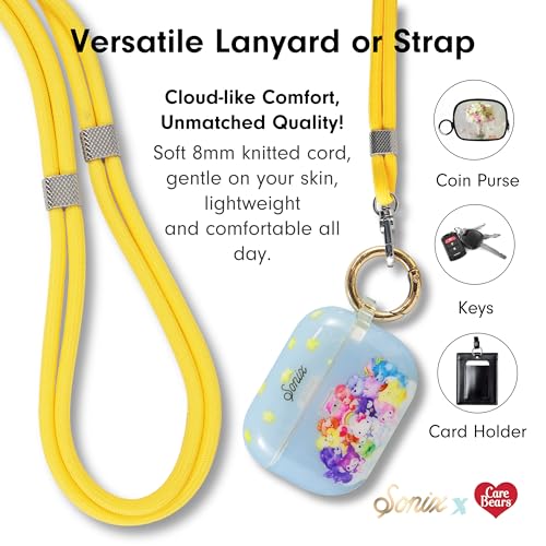 Sonix x Care Bears | Crossbody Phone Strap with Charms | Adjustable, Universal Cell Phone Rope Strap Lanyard | Yellow Cord | Funshine Bear - color: Funshine Bear
