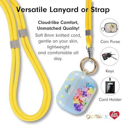 Sonix x Care Bears | Crossbody Phone Strap with Charms | Adjustable, Universal Cell Phone Rope Strap Lanyard | Yellow Cord | Funshine Bear - color: Funshine Bear