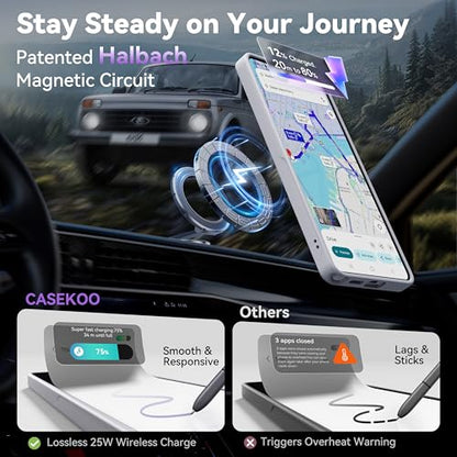 CASEKOO White for 26U Case with 360 Spin Magnetic Stand, Fit for MagSafe | 360 Spin Magnetic Stand, Fit for MagSafe, 18FT MIL-STD Protection, Invisible Ring Holder Phone Case - color: Matte White