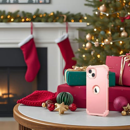 IDweel for iPhone 15 Case with Screen Protector for Women, 3 in 1 Shockproof Slim Fit Hybrid Heavy Duty Hard PC Cover Soft Silicone Bumper Full Body Case,Rose Gold - color: Rose Gold