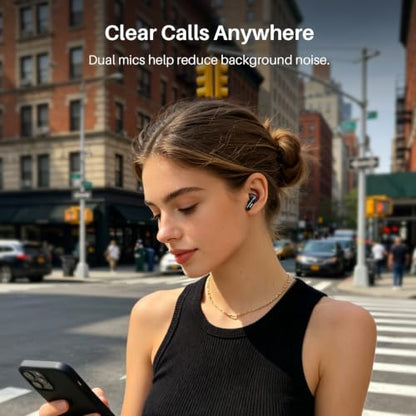 TOZO T20 Wireless Earbuds 97H Playtime, Wireless Charging LED Display Case - color: Black
