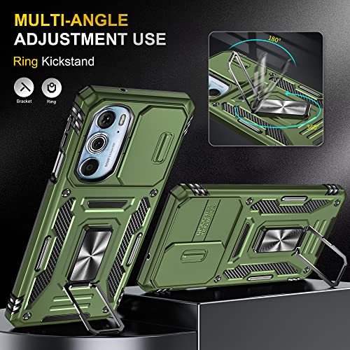 for Moto Edge Plus 2022 Case with Slide Camera Cover & Stand, Olive Green - color: ZS Olive Green, size: Moto Edge Plus (2022)