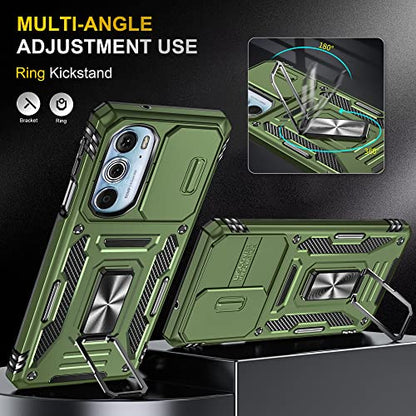 for Moto Edge Plus 2022 Case with Slide Camera Cover & Stand, Olive Green - color: ZS Olive Green, size: Moto Edge Plus (2022)