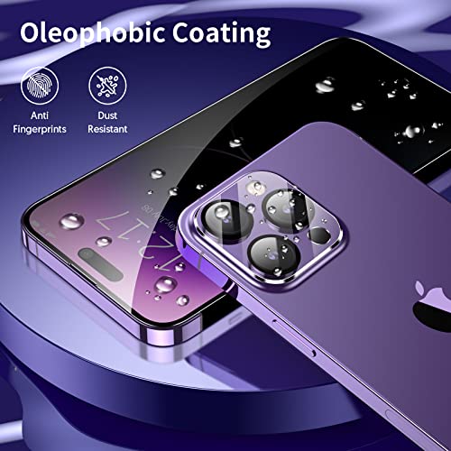 Fotbor Privacy Screen Protector for iPhone 14 Pro with Camera Lens Protector [3+3 Pack], with Easy Installation Kit, Anti Spy Private Full Coverage Tempered Glass Film 6.1 Inch, Bubble Free - size: iPhone 14 Pro-6.1 inch