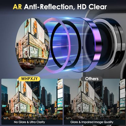 WHPXJY Camera Lens Protector for iPhone 15 Pro Max/iPhone 15 Pro Tempered Glass Lens Cover with Individual Metal Ring, Anti Scratch, Strong Adsorption, HD Clear, Case Friendly - Colorful Titanium
