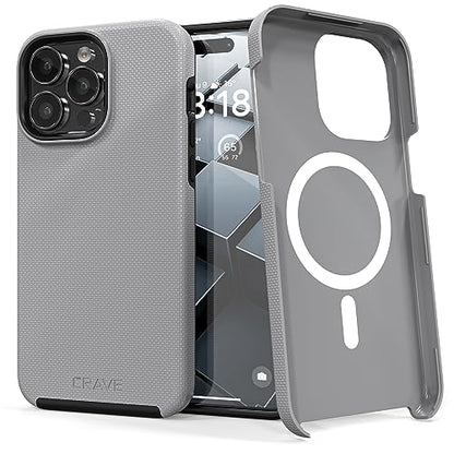 Crave Dual Guard for iPhone 15 Pro Max Case, Compatible with MagSafe Shockproof Protection Dual Layer Case for Apple iPhone 15 Pro Max (6.7") - Slate - color: Slate