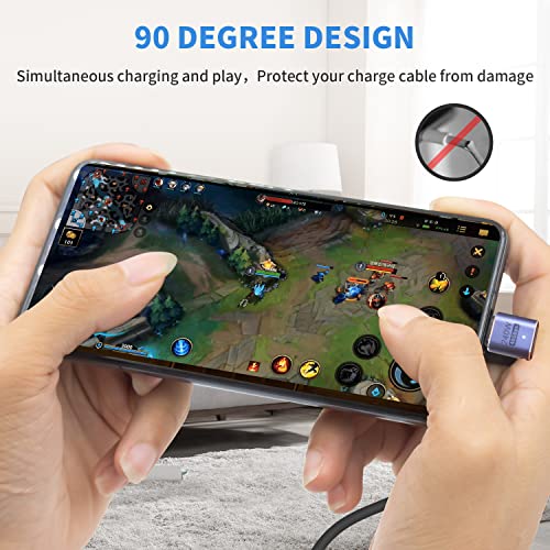 Poyiccot 90 Degree USB C Adapter 40Gbps, PD 240W, Male to Female USB C Extender, LED Light for iPad, MacBook, Phone, 2pcs - size: usb c adapter male to female up angle with LED