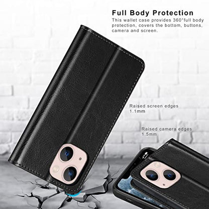 Belemay Compatible with iPhone 15 Plus Case Wallet-Genuine Leather-RFID Blocking Card Holders-ShockPlusof TPU Shell-Kickstand-Durable Flip Cover Book Folding Phone Case Women Men (6.7-inch) Black - color: Black, size: iPhone 15 Plus