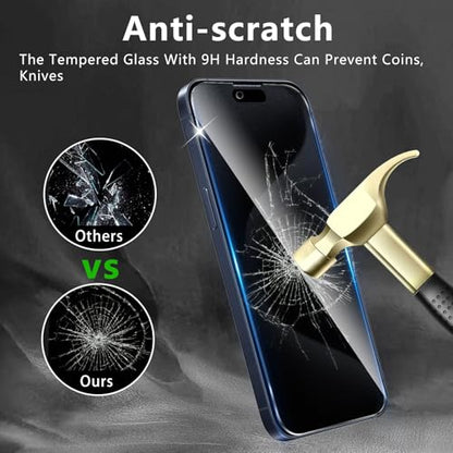 3+3 Pack Privacy Screen Protector Designed for iPhone 15 Pro With 3 Pack Camera Lens Protector,Full Coverage Anti-Spy Tempered Glass Film,9H Hardness,Bubble Free,Easy to Install - color: iPhone 15 Pro FK33