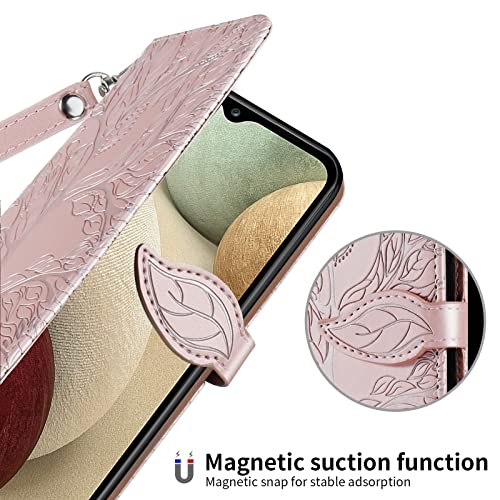 Wallet Case for Samsung Galaxy S26 2026 with Card Holder,Rose Gold | Credit Slots, Wrist Strap, Folio Kickstand ,Shockproof TPU Shell,Magnetic Closure PU Leather Protective Phone Cover - color: Rose gold, size: samsung galaxy s26