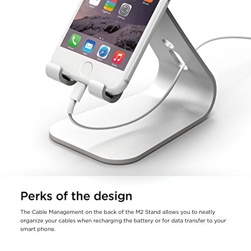 elago® M2 Stand [Silver] - [Premium Aluminum][Angled for Video Calls][Cable Management] - for All iPhones, Galaxy, and Other Smartphones - color: Silver