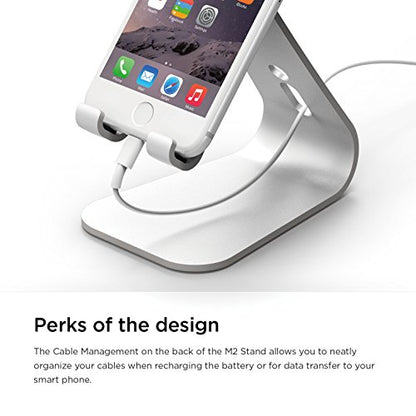 elago® M2 Stand [Silver] - [Premium Aluminum][Angled for Video Calls][Cable Management] - for All iPhones, Galaxy, and Other Smartphones - color: Silver