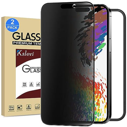 2 Pack Matte Privacy Screen Protector for iPhone 16 Plus / iPhone 15 Plus 6.7-inch with Easy Installation Tool, Anti Spy Anti Glare 9H Tempered Glass Film, Dynamic Island Compatible, Case Friendly - size: iPhone 16 Plus/15 Plus-6.7 Inch